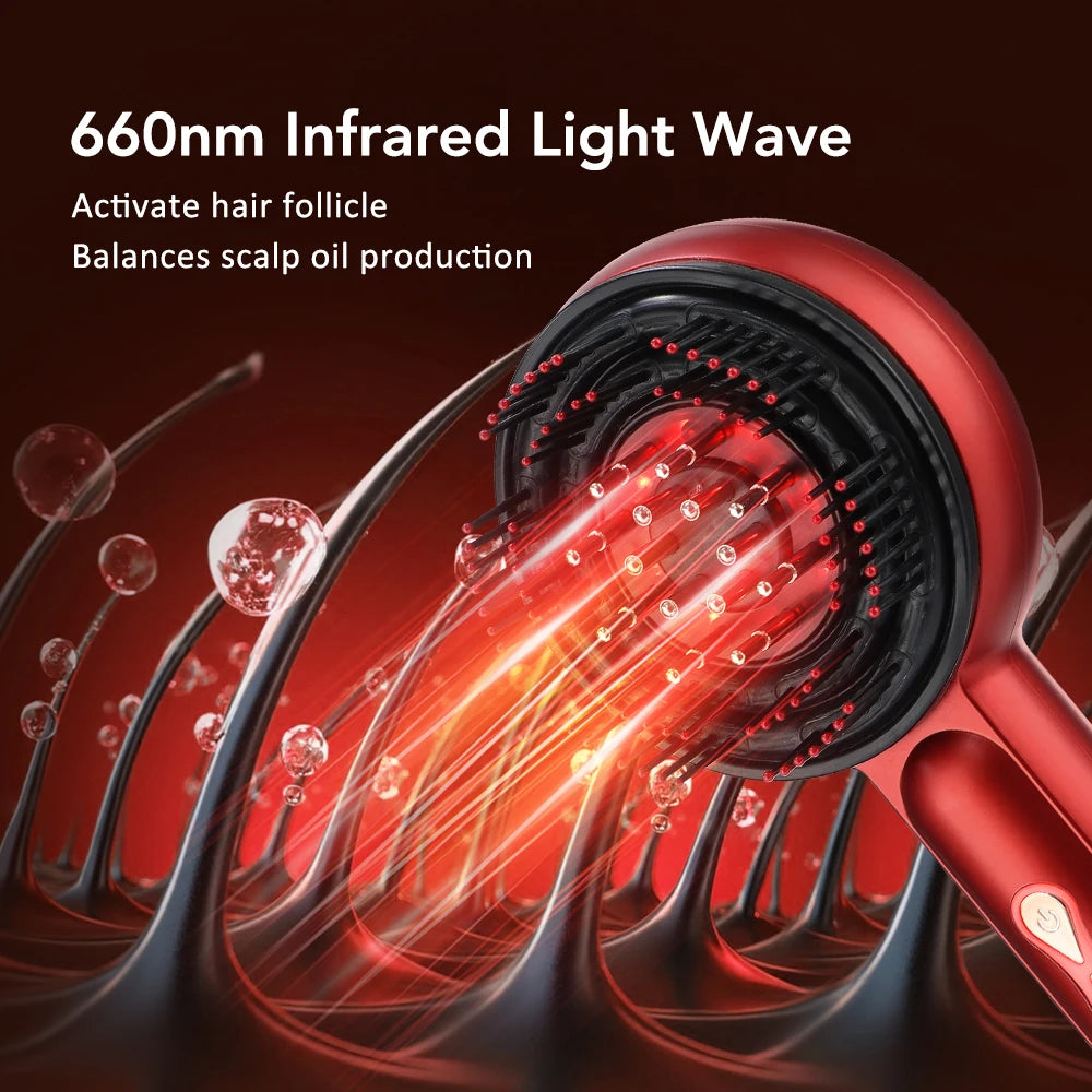 Electric Micro-Current Massage Comb 660Nm Red Light Hair Care Comb Kneading Relax Head Scalp Massager Blood Circulation